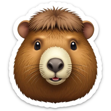 A capybara-coconut hybrid with the animal's head and a round, brown, textured coconut as its body sticker