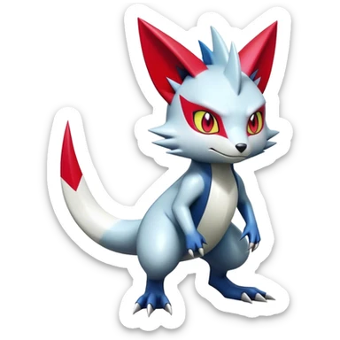  Cool Edgy Shiny Futuristic Ethereal Legendary Zangoose-Sneasel-Digimon-hybrid full body sticker
