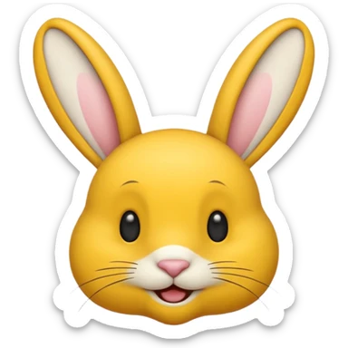 emoji d'une tête de lapin jaune et noire qui dit bonjour sticker
