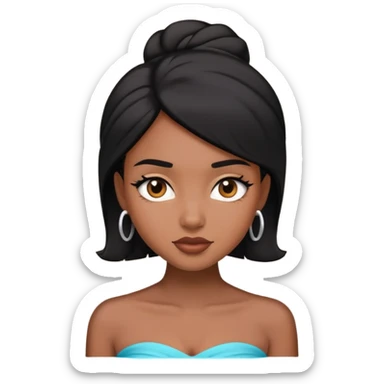 Black hair brown skin girl strapless sticker