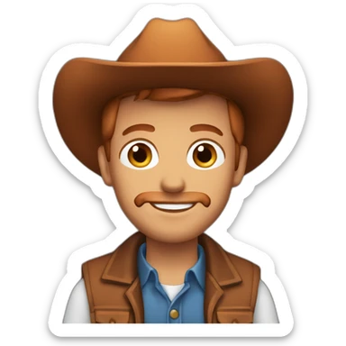 Cowboy man blue eyes slick copper hair clean shaven sticker