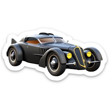  the animated series futuristic Batmobile loosely based on 1936 cord 812 (flat long faceted body) stealthy understated rat rod  sticker