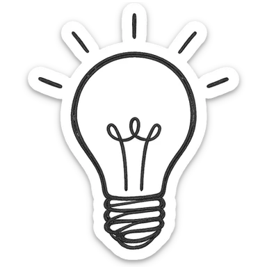 bulb, hand-drawn outlined icon, sketchy and playful sticker