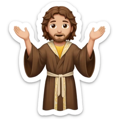 fullbody John the Baptist with wavy hair in saint robes partially submerged in water, emoji style sticker