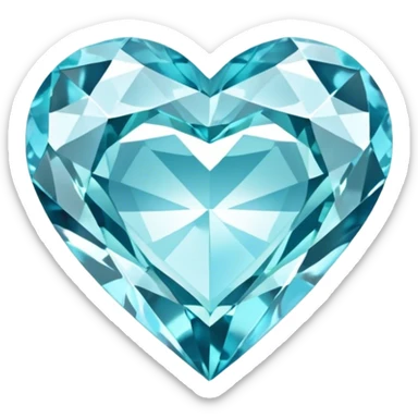 Diamond and aquamarine heart sticker