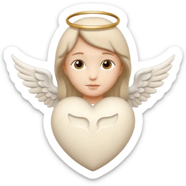 beige heart with white angel wings sticker