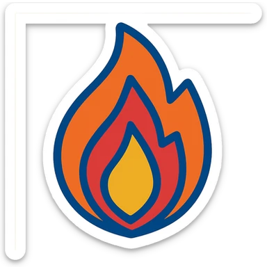 abstract geometric flame with vibrant toon style and blue outline sticker