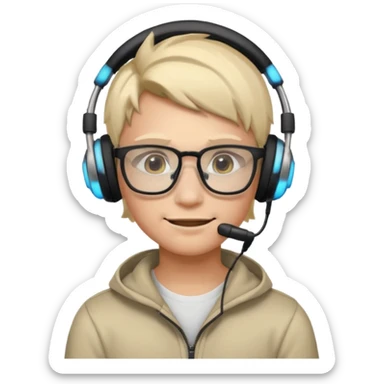 It’s a relaxed selfie of you wearing a glowing gaming headset, glasses, and piercings, lit by red and purple room lights, with a soft, tired-smirk expression.

 sticker