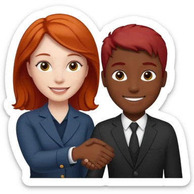 two black and redhead emoji’s handshaking  sticker