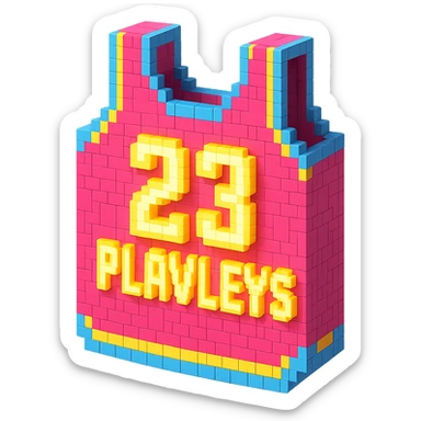 розовая баскетбольная майка со светящейся надписью "23 PLAVLEYS", no background sticker