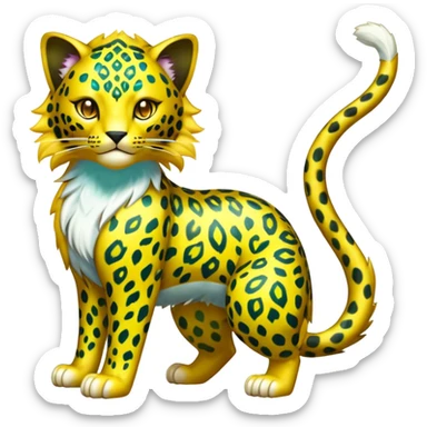 Shiny Elemental Exotic Liepard-Persian-Delcatty-Pokémon-Fakémon-hybrid-creature (full body) sticker
