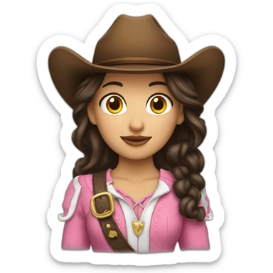 Brunette princess cowgirl sticker
