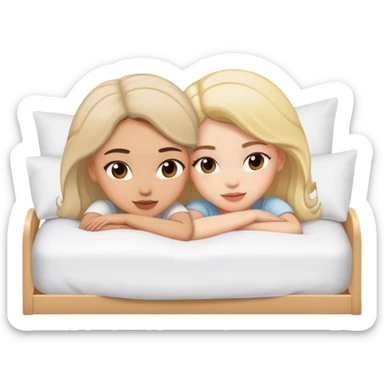 Two Buxom girl sfw bed pose sticker