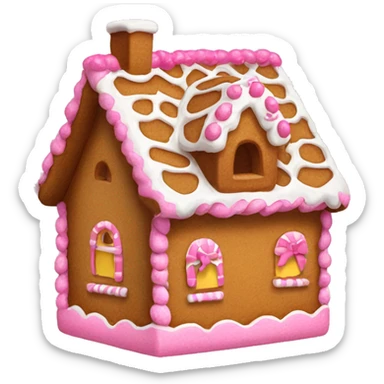 Gingerbread house with a pink bow  sticker