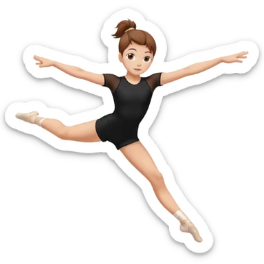 A girl Whit brown hair Whit  shorts and a balck top doing  the artistics gymnastics revese sticker