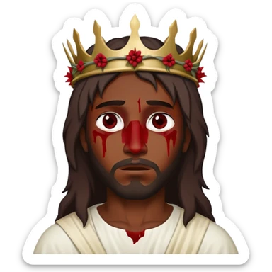 Dark skin Jesus with thorn crown injury  sticker