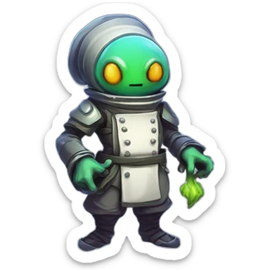 alien chef scifi roguelike rpg style inspired by slay the spire digital art sticker