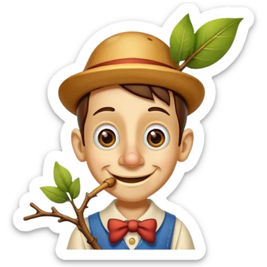 Pinnochio with a branch nose  sticker