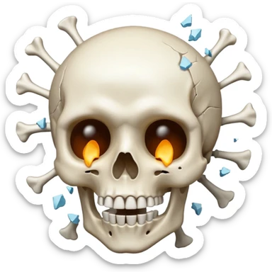 A skeleton emoji but he's head blown up in shock sticker