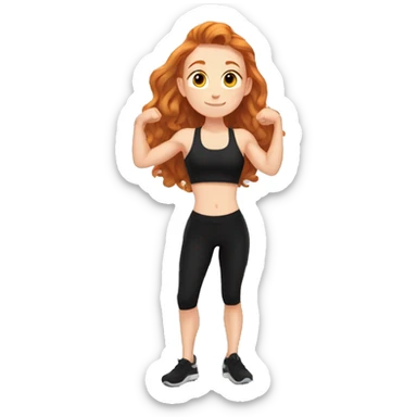Aesthetic cute Ginger girl in black gym fit full body stretching  sticker
