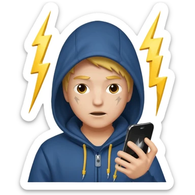 hooded-on-their-phone-making-money lighting bolt sticker