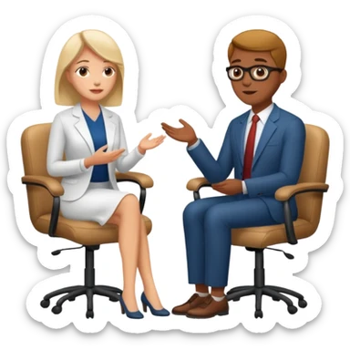 Psychologist and client sitting and talking sticker