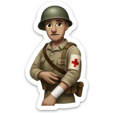 wounded ww1 soldier bandaged hand sticker