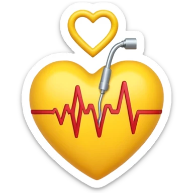 yellow heart with a heartbeat line sticker