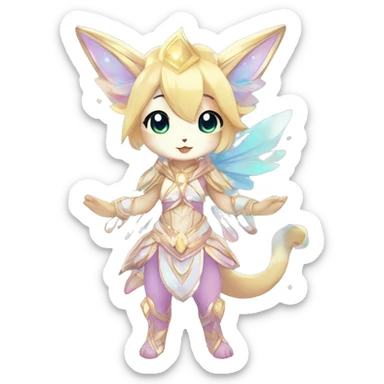 Cute Kawaii Chibi Anthro Sona Colorful Ethereal Pretty see Godly Celestial Shiny Fakemon Full Body sticker