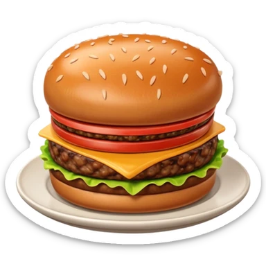 A 3D cartoon portion of minced meat shaped like a burger patty on a plate, soft lighting, Memoji-style. sticker