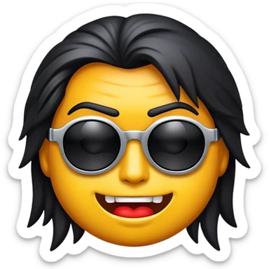 Cinematic Realistic Rock 'n' Roll Pop Culture Emoji, depicted with a dynamic portrayal of the rebellious spirit of rock music rendered with bold textures and vibrant, edgy lighting. sticker