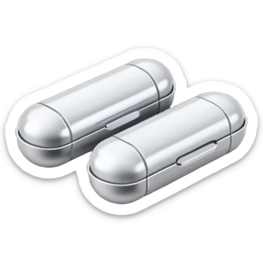 Minimalistic futuristic black medicine pills pack emoji, metallic black and white, reflective sleek surfaces, flat vector design, high-tech clean UI icon sticker