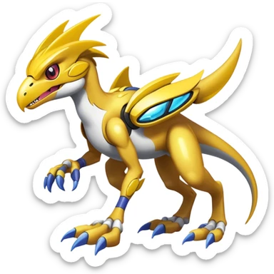 Shiny Futuristic Fakemon-Pokemon-Digimon-Spectrobes-Raptor-fusion, full body sticker