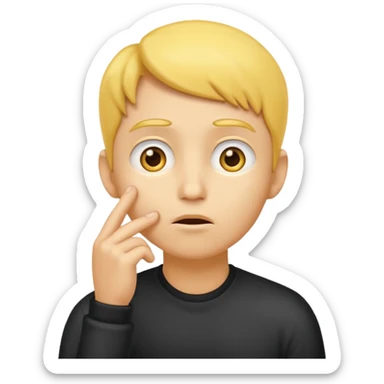 animated thinking face emoji, yellow face, hand on chin, eyes looking up, cartoon style, pondering sticker