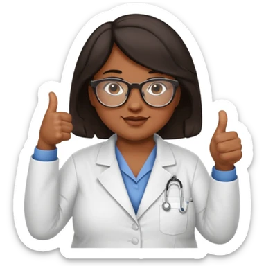 make a fat brown female biology teacher with glasses giving a thumbs up with short black hair wavy sticker