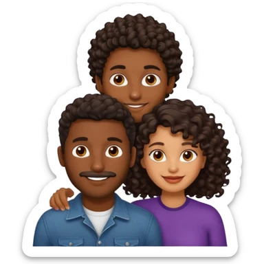 Dark brown skin man with a light beard and a curly   fade haircut with dark brown eyes with a brown  brown Latina woman with dark wavy hair  sticker