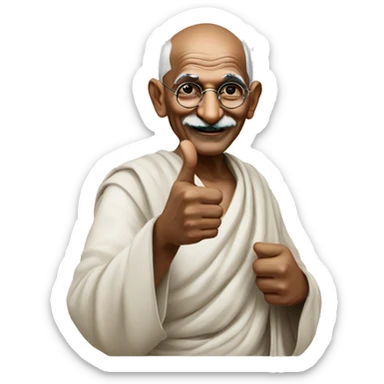 Mahatma Gandhi showing thumbs up sticker