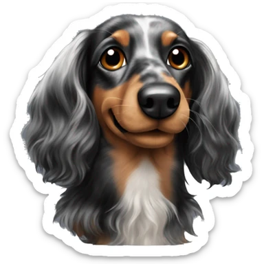 Long-haired black merle dachshund  sticker