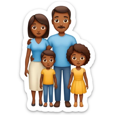 Famiky with mom dad son daughter sticker