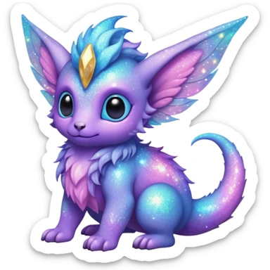 Pastel nebula furry realistic glittery Randomly-faerie-drake-colored sparkly exotic Fakémon-creature sticker