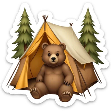A BEAR OUTSIDE OF A TENT sticker