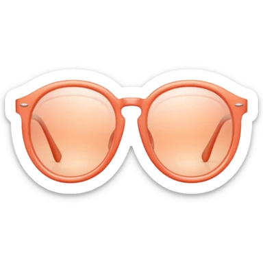 Peach-coral Glasses with subtle shine and curved frame edges. sticker