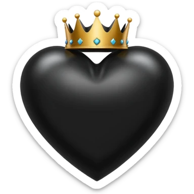 Corazon negro con corona sticker