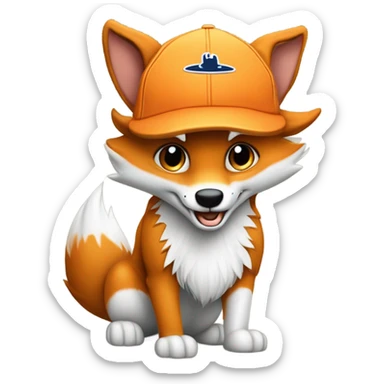 Jeune Furry renard / mignon / allongé sur le dos les quatre pattes en l’aire / musclé / casquette yankees  sticker