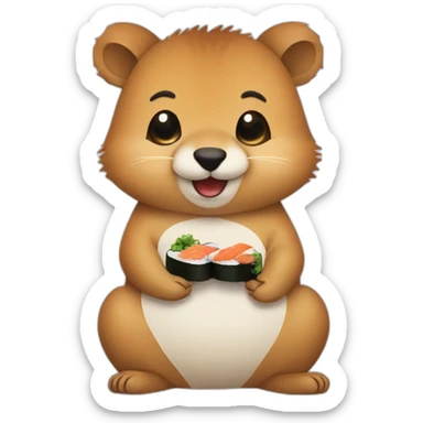 happy Quokka with cheeks with sushi sticker