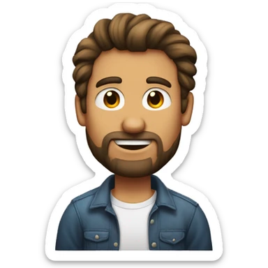 Hombre con pelo corto y perilla canoso besando a chica con pelo largo y moreno sticker