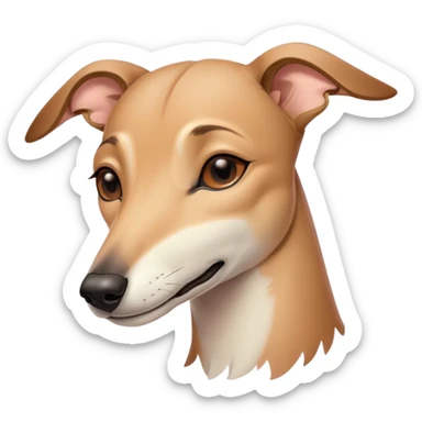 Meme-Worthy Cute Sleeping Fawn Greyhound Portrait Emoji, Head resting peacefully with a contented smile, showcasing a slender build and a luxuriously smooth fawn Fur, eyes shut in a serene nap, Simplified yet hilariously adorable features, highly detailed, glowing with a soft, drowsy light, high shine, relaxed and utterly lovable, stylized with an air of playful laziness, bright and heartwarming, soft glowing outline, capturing the essence of a comically sleepy racer, so meme-worthy it feels like it could instantly become the next viral sensation of adorable slumber! sticker