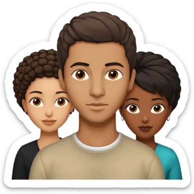  middle Eastern man with short brown hairwith two black african women both are African one is medium tone light tone skin black and one is medium tone black with african hair styles sticker