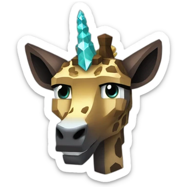 Minecraft Black Jiraffe Head With Diamond Unicorn Horn and Lazer Eyes sticker