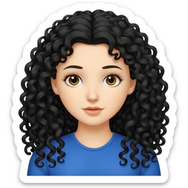 Really white girl with very long black 3a curly hair  sticker